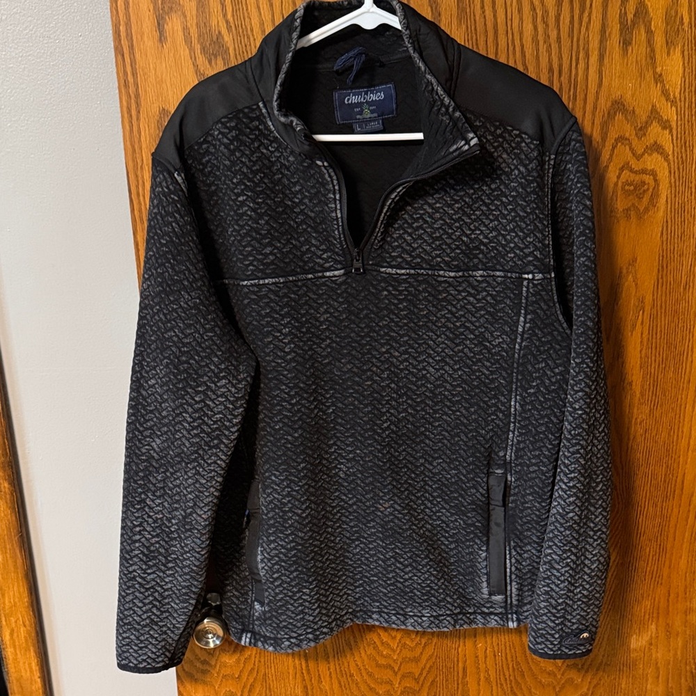 chubbies Men's Black Textured Half-Zip Pullover Sweater